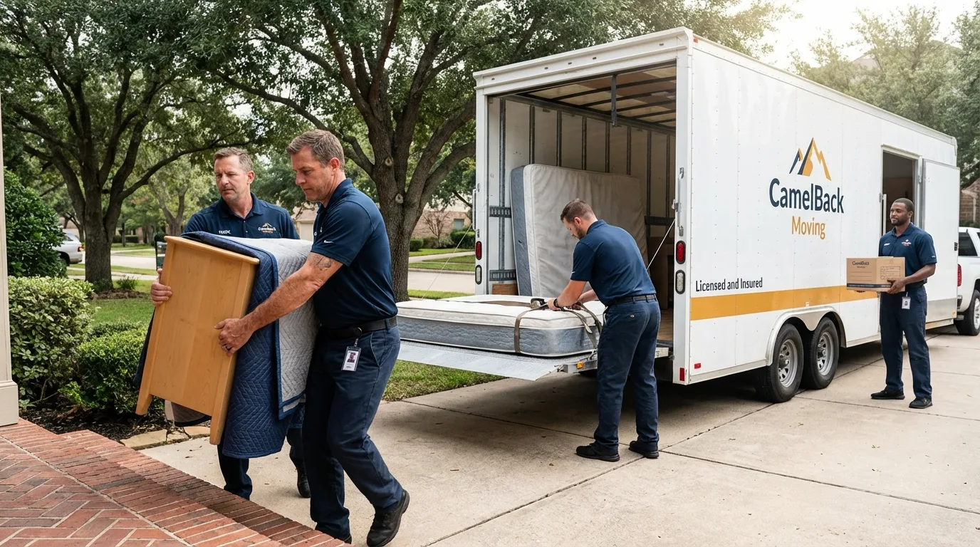 Crew loading residential truck for cross-state move from Talbotton, GA