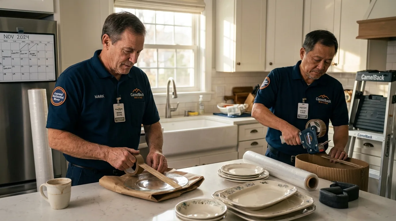 Professional crew packing kitchen dishware in Talbotton, GA